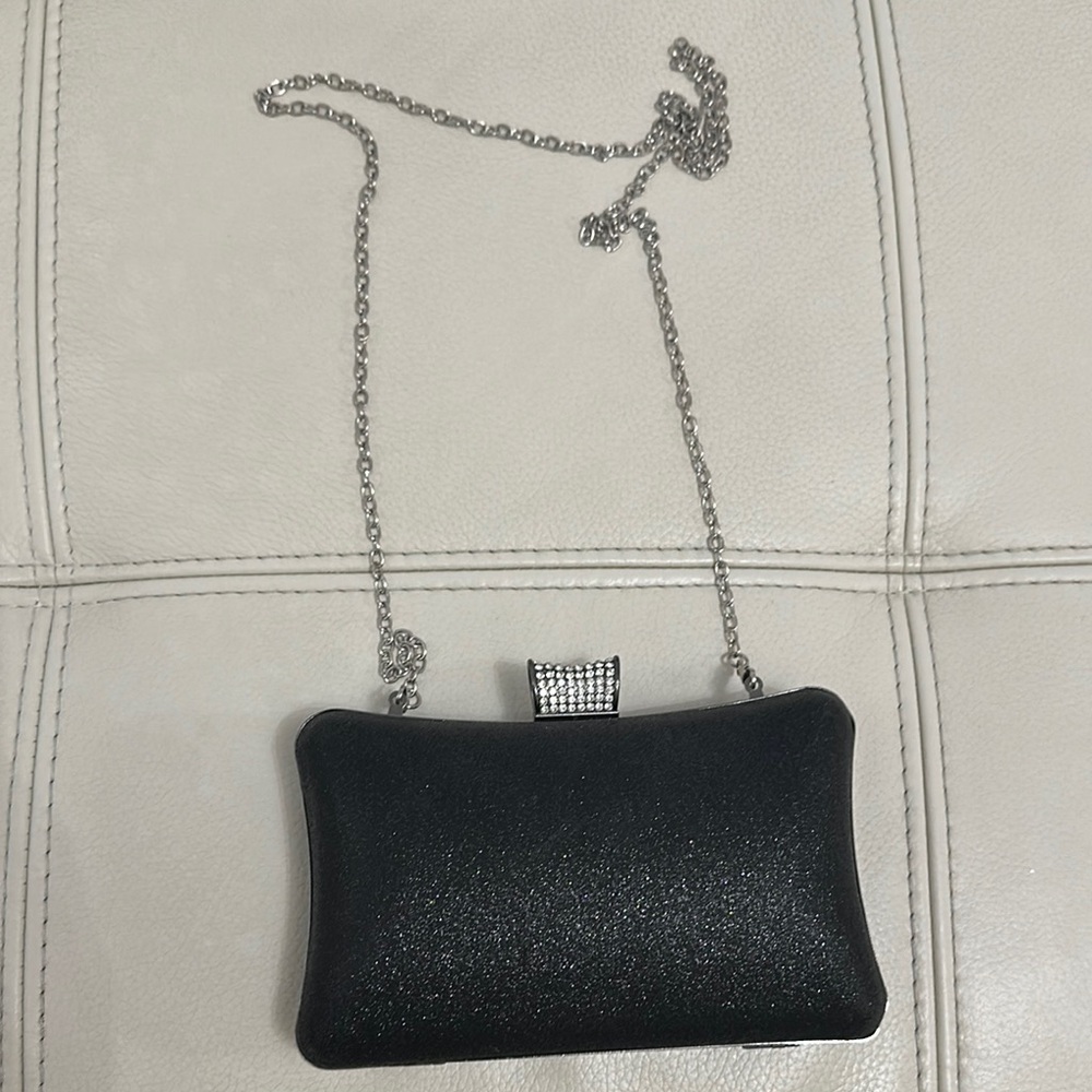 Elegant Black Evening Clutch with Chain Strap